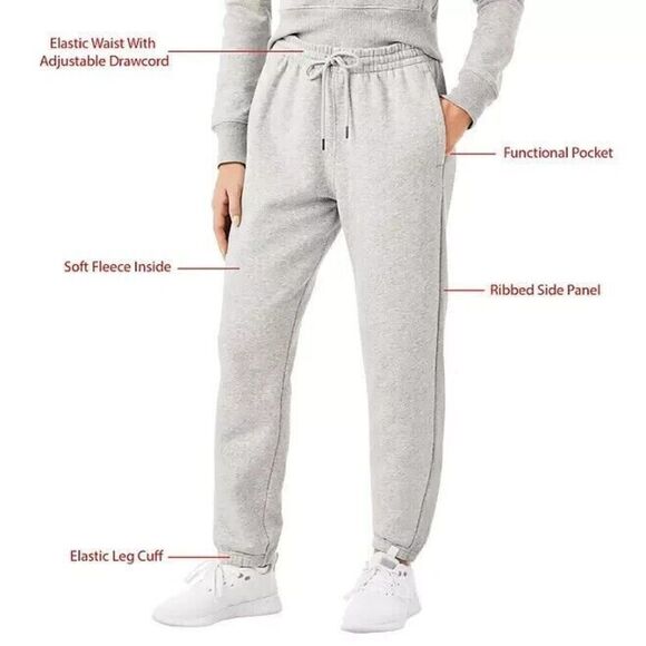 Member's Mark Ladies Fleece Jogger Size XL Light Grey Heather - Picture 3 of 8